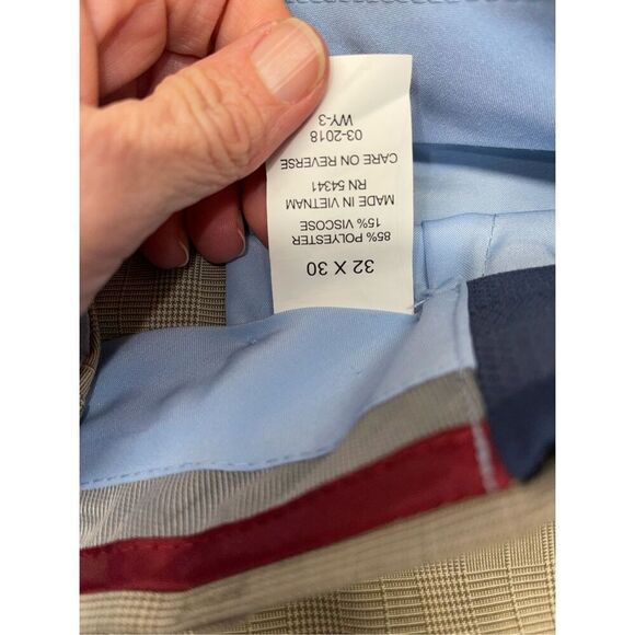 Louis Raphael Rosso Flat Front Straight Fit Men's Dress Pants 32X30 Tan Houndsto - Picture 6 of 7